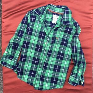3/$20 CARTER’S Blue & Green PLAID Button Front SHIRT 2T